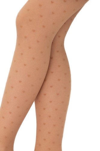 Tights for girls Conte ANABEL natural Sheer Fancy Hearts Pattern Size 146-152 cm - Picture 10 of 14