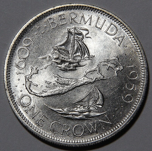 1959 Bermuda 1 Krone Silber UNC -3788-