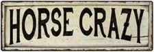 HORSE CRAZY Farmhouse Style Wood Look Sign Gift   Metal Decor 106180028198