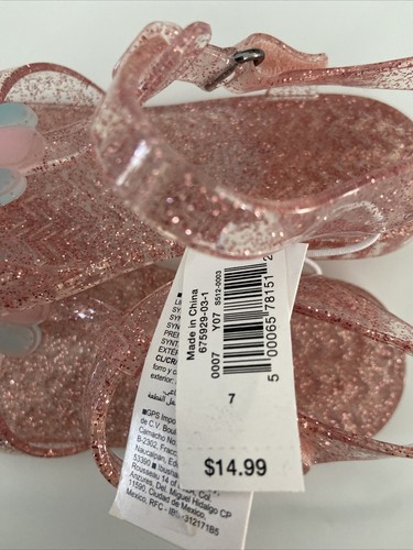 Glitter T-Strap Jelly Sandals for Toddler Girls Pink New NWT Size 7 - Picture 3 of 3