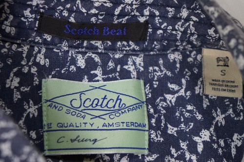 MEN'S SCOTCH SODA FLORAL MOTIF DENIM SHIRT BLUE SIZE S SMALL 100% COTTON - Picture 8 of 12