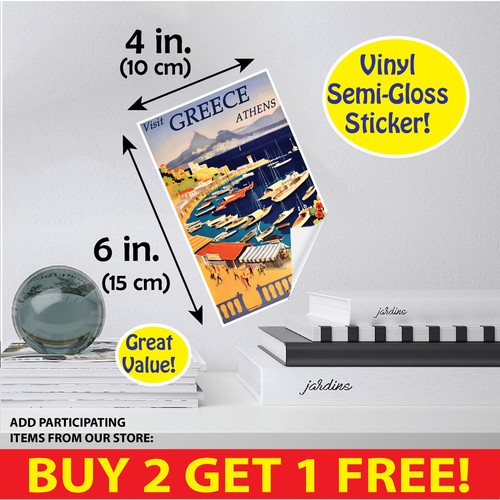 Athens Greece Retro POSTER/MULTI. FORMATS/PAPER/CANVAS/VINYL/POSTCARD/STICKER - Picture 8 of 19
