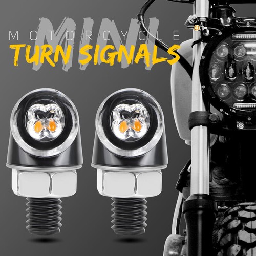 2X Universal Motorcycle LED Mini Turn Signals Running Light DRL Amber+White 8mm - Picture 5 of 10