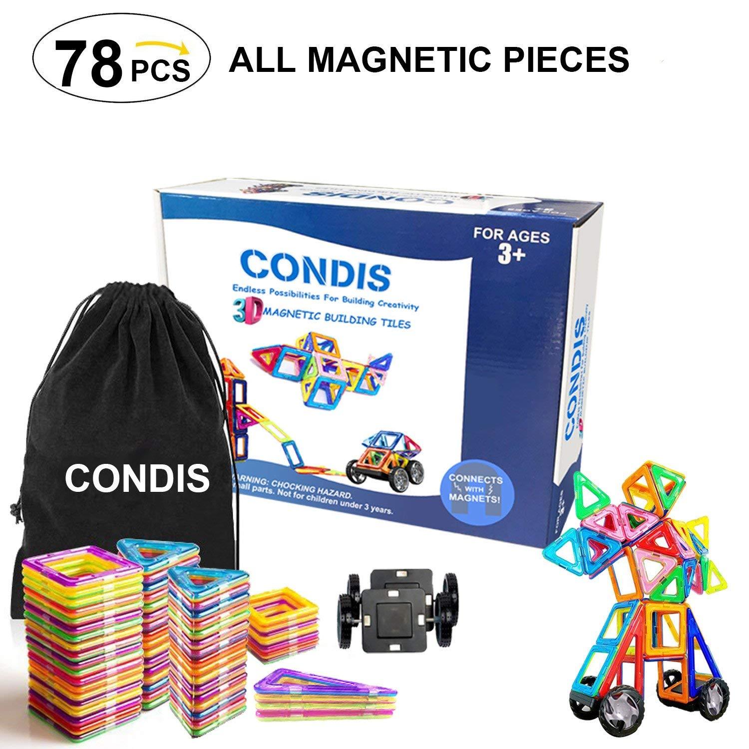 Condis 78 Piezas Bloques de Construcción Magnéticos para Niños Imanes Piezas Condis 78 Piezas Bloques de Construcción Magnéticos para Niños Imanes Piezas