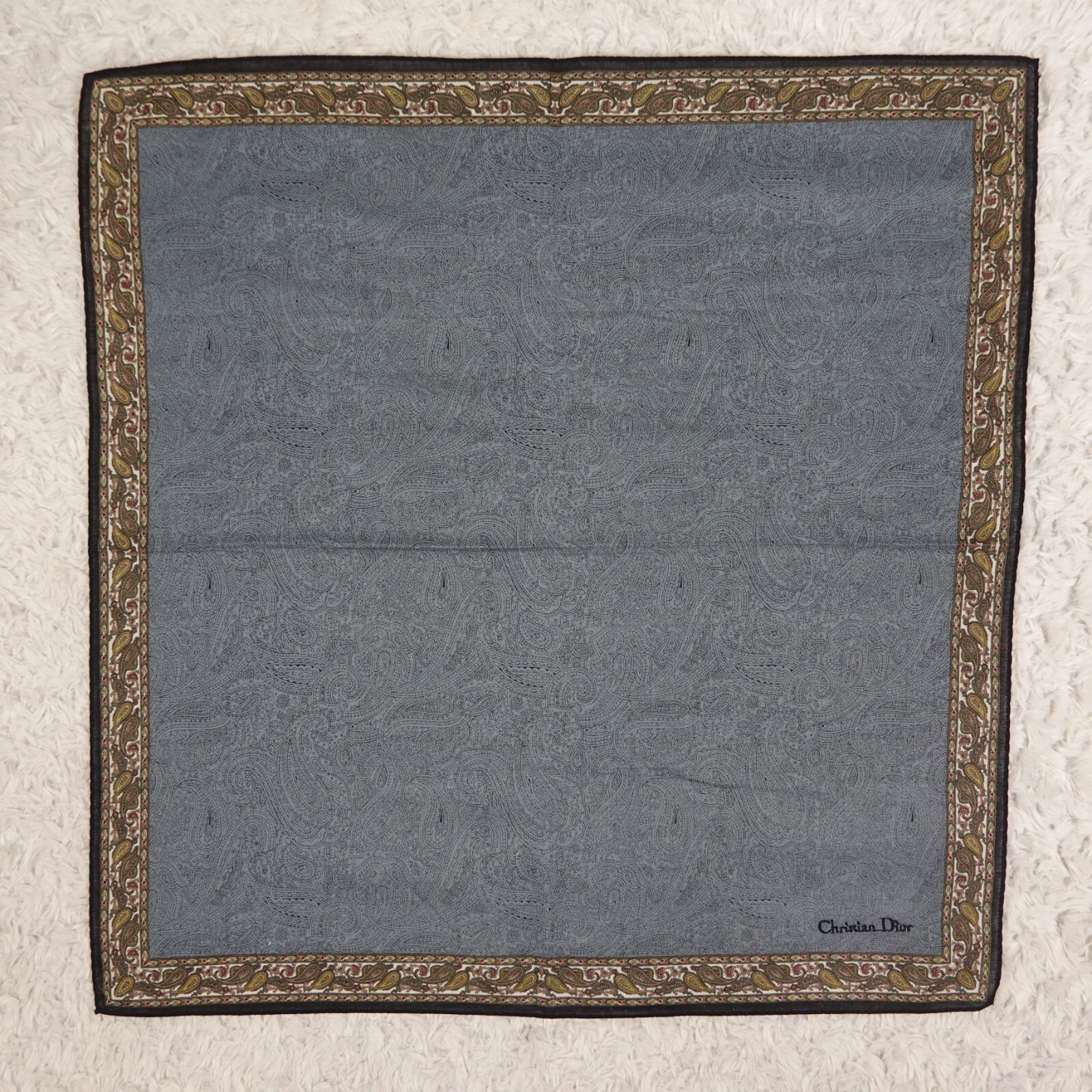 N137 CHRISTIAN DIOR Foulard coton cachemire foulards poche carré 18,5