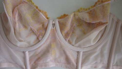 Victoria Secret longline 36DD BRA SET PANTY MEDIUM PEACH VIOLET FLORAL MESH NWT - Picture 14 of 14