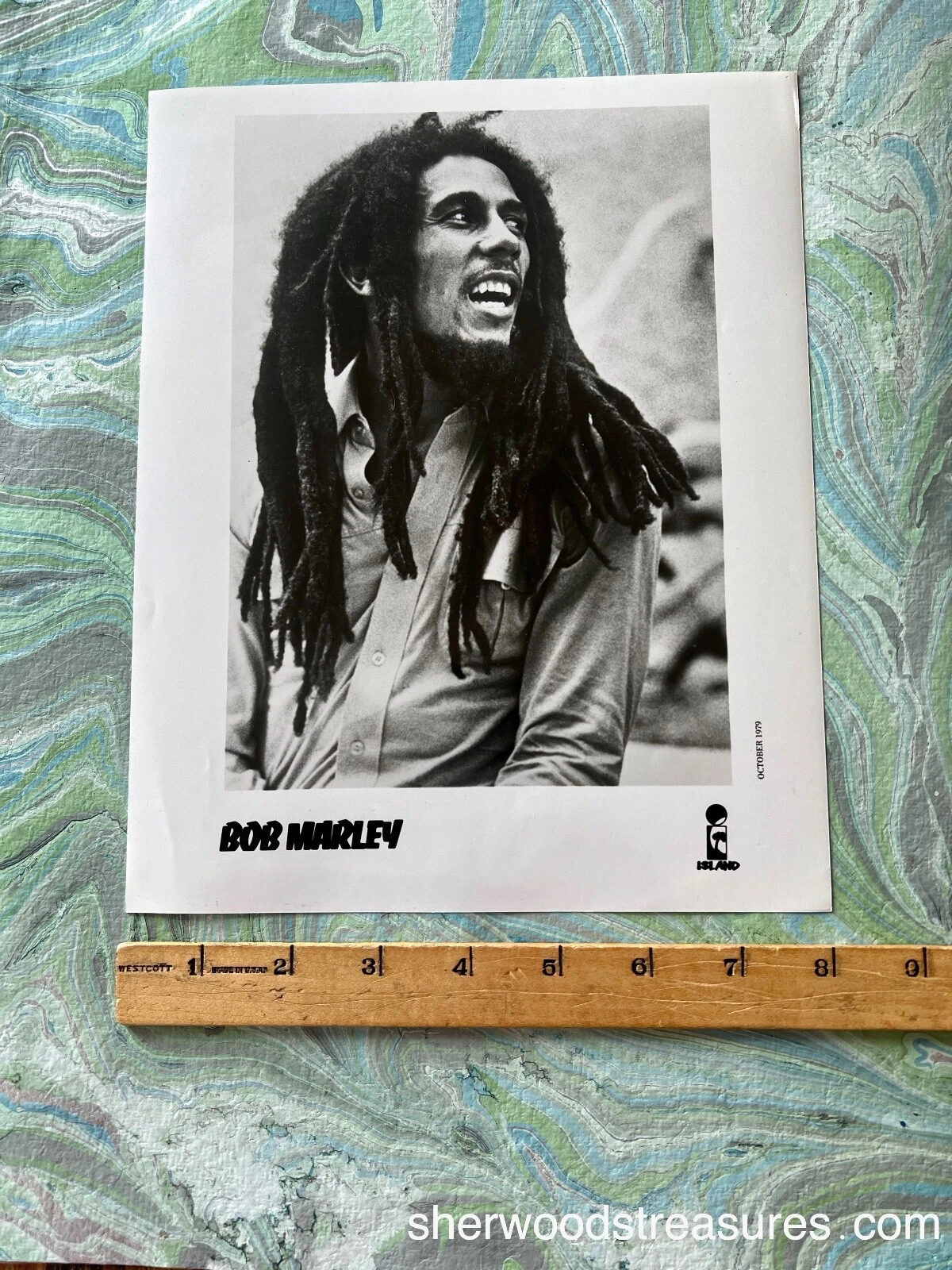 RARE BOB MARLEY 1979 VINTAGE ORIG ISLAND RECORD PROMO BLACK/WHITE PHOTO 8" 10" - 画像2/4