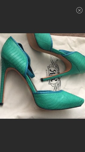 New Rachel Roy Green Snakeskin Embossed Pumps Heels 10