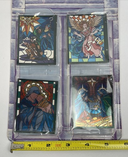 Vintage Christmas Paper Gift Tags Foil Stained Glass Paper Angel Set 12 USA - Picture 9 of 9