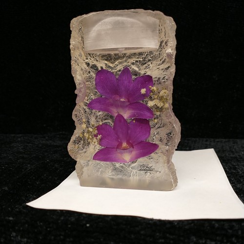 Malaysia Echte Orchideen in Harz Teelicht Kerzenhalter. 4" hoch - Bild 7 von 11