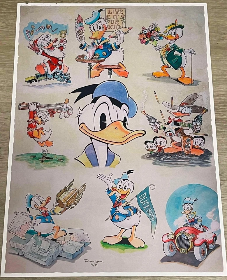 Impresión artística conmemorativa: 90 cumpleaños de Donald por el artista de Disney Patrick Block Foto 3 de 4