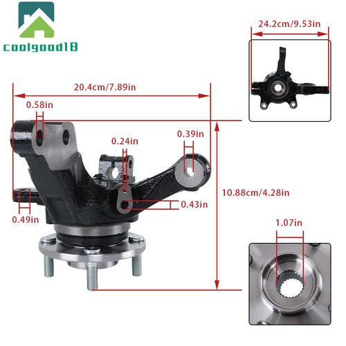 Front LH Wheel Hub Bearing Steering Knuckle For 14-19 Nissan Versa Note 1.6L - Foto 12 di 14