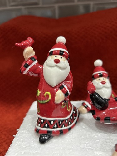Fitz and Floyd Santa, Santa! 3-Piece Porcelain Tumblers (2007) With Box - Picture 2 of 14