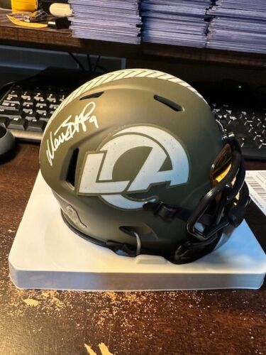 MATT STAFFORD AUTO MINI HELMET SALUTE TO SERVICE W/ VISOR LA RAMS FANATICS CERT