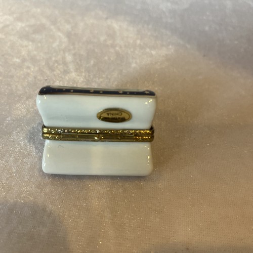 Vintage Porzellan Schmuckdose Geldbörse, Porzellanhandtasche Schmuckstück oder Pillendose - Bild 6 von 12