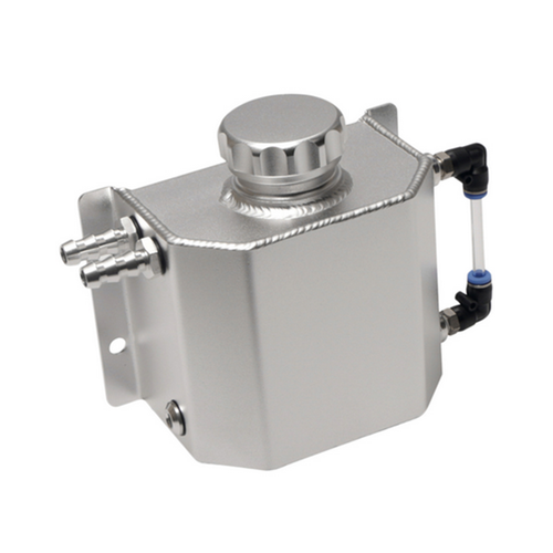 Square Radiator Coolant Tank Bottle Overflow Reservoir Cap 1L Silver ...