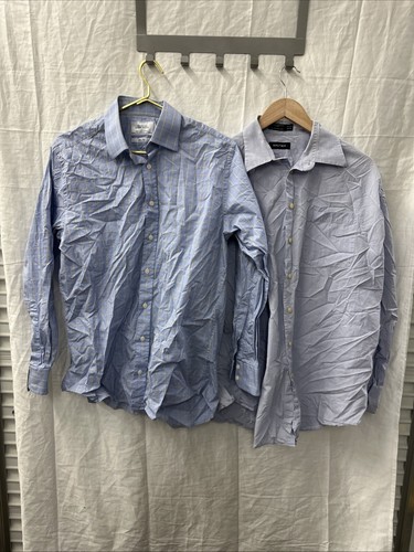 Lote (2) Camisas Oxford Charles Tyrwhit Nautica Azul 16.5 34/35 Para Hombre Abotonadas - Imagen 2 de 12