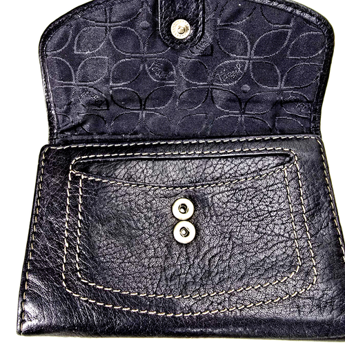 Fossi Leather Popstitch Wallet Trifold Black Genuine Leather Cards Cash Coins - Picture 4 of 14