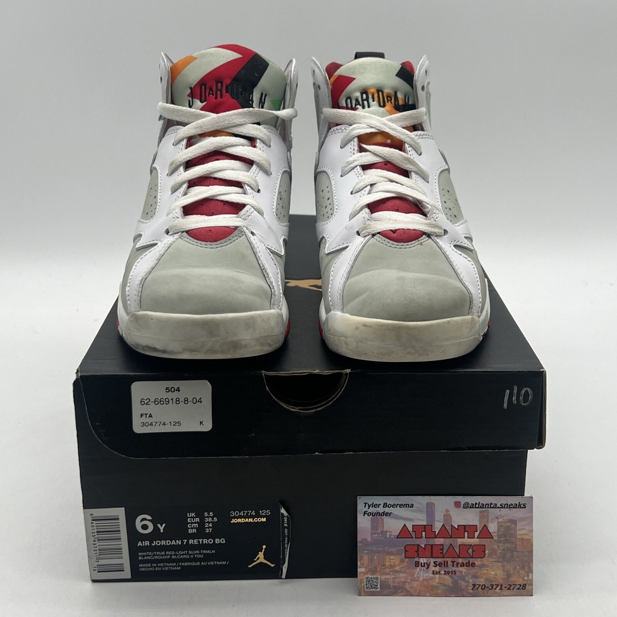 Size 6Y - Air Jordan 7 Retro 2015 Hare Suede White Leather Red