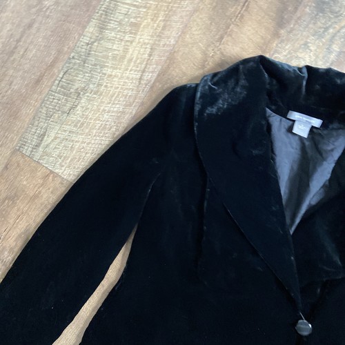 Ann Taylor | Schwarzer Samt Blazer mit seitlichen Knöpfen und großem Kragen Größe 6 - Bild 4 von 17