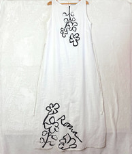 Faithfull The Brand Nahna Linen Floral Lined Midi Dress Womens Size 4 White NEW