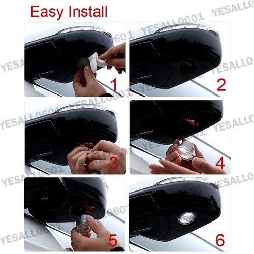LED Rear Side Mirror Puddle Lights Rearview Kit Projector For Ford Focus Escape - Picture 7 of 7