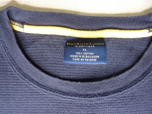 Polo Ralph Lauren Pullover Sweatshirt Sleepwear Thermal Waffle Knit Navy Blue XL - Picture 4 of 9