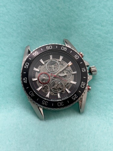 MICHAEL KORS SILVER RED ACCENT WATCH MK9013 5 ATM SELF WINDING - PARTS - (M81) - Picture 1 of 16