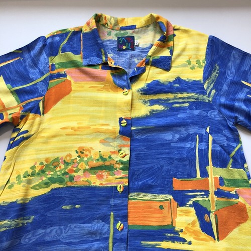 Jams World Vintage Tide Hawaiian Long Beach Pockets Shirt Dress Size L - Picture 3 of 9