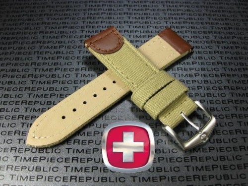 New 20mm Top Quality Brown CANVAS LEATHER STRAP Army Band Wenger Swiss 20 - Picture 14 of 14