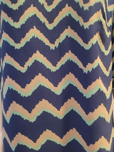 Lux II Chevron Lined Dress Size 6 Medium Machine Wash Navy Teal Roll Up Shaft - Picture 3 of 9