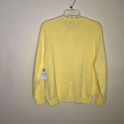 Leon Levin Hand Loomed Women's L Long Sl Yellow Button Cardigan Sweater NWT - Picture 2 of 10