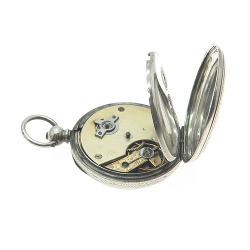 MARREY GENEVE Antique Sterling Silver Engraved Mechanical Pocket Watch #3580 - Picture 7 of 9