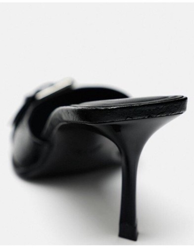 Fashion Pointy Toe Buckle Mules Mid Heels Slippers Sandals Womens - Picture 4 of 11