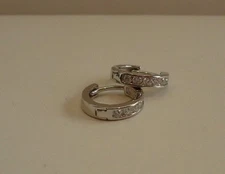 11MM HUGGIE EARRINGS .50 CT LAB CREATED DIAMONDS / 925 STERLING SILVER 