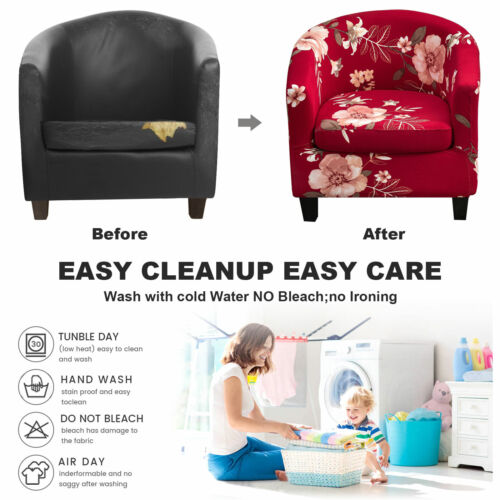 2-Piece Club Chair Slipcover Stretch Printed Tub Chair Slipcover Armchair Covers - Picture 13 of 137