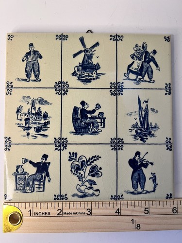 Vintage Royal Sphinx Delft blau Maastricht Holland Fliese 6"x 6" Untersetzer Wandfliese - Bild 3 von 4