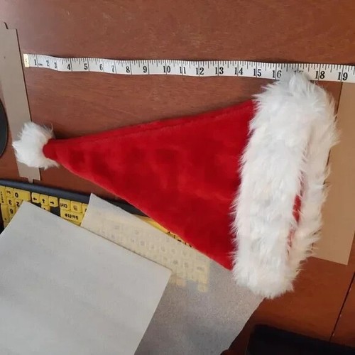 Plush Red And White Santa Claus Caps Party/Costume/Holiday/Christmas 12x19 in - Picture 2 of 3