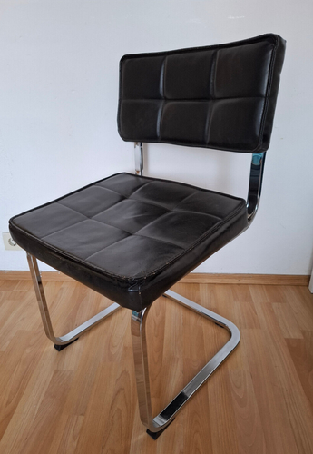 Silla estilo Bauhaus basculante vintage cromo silla de visitante chair vinilo retro - Imagen 16 de 17