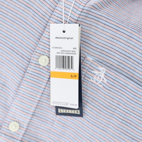 Original Penguin Button Down Shirt Short Sleeve Poplin Striped Blue Size NWT - Picture 12 of 35