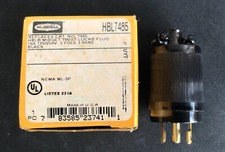 Hubbell HBL7485 15A Midget Locking Plug 3P 3W 120/240Vac ML-3P