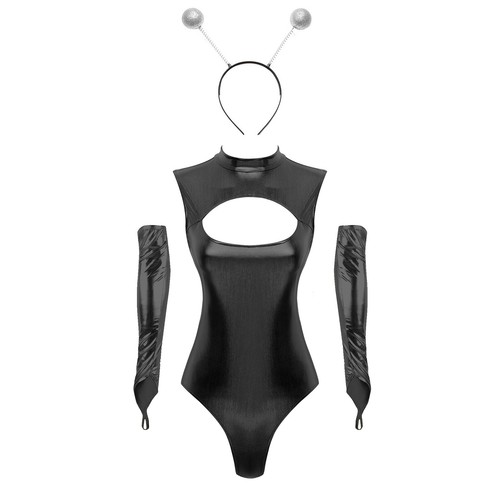 Womens Clubwear Fancy Dress Up Bodysuit Full Zip Costume 3 Piece Leotard Alien - Imagen 29 de 55