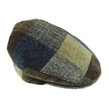 Men's Authentic Harris Tweed Patchwork Flat Cap in Assorted Tweeds GH0540 New