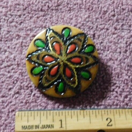 Broche de madera Polonia tallado a mano y pintado a mano variante vintage #2 - Imagen 1 de 2