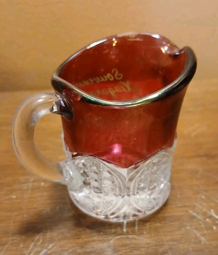 1907 Ruby Stained Niagara Falls Souvenir Small Pitcher Creamer - Picture 3 of 8
