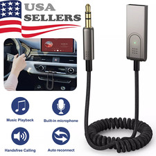 Aux to Bluetooth 5.1 Adapter 3.5mm Bluetooth Receiver Microphone for Car New