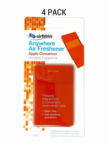 AirBoss Apple Cinnamon Anywhere Air Freshener Portable Fragrance 4 Pack - Picture 2 of 3
