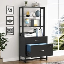 Cabinet File Lateral Filing Office Storage Drawer Wood Home Bookcase Shelf Stand