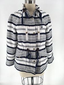 Loft-Blue-amp-White-Jacket-Sz-MP-M-Petite-Breton-Anorak-Nautical-Stripe