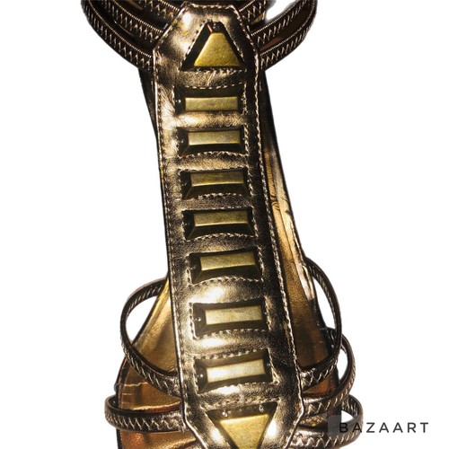 Sandali in pelle bronzo metallizzato Barneys New York con cinturini taglia 6,5 - Foto 10 di 11